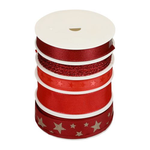 Floristik24 Ruban cadeau rubans noeud rouge triés 2,5×300cm 5pcs