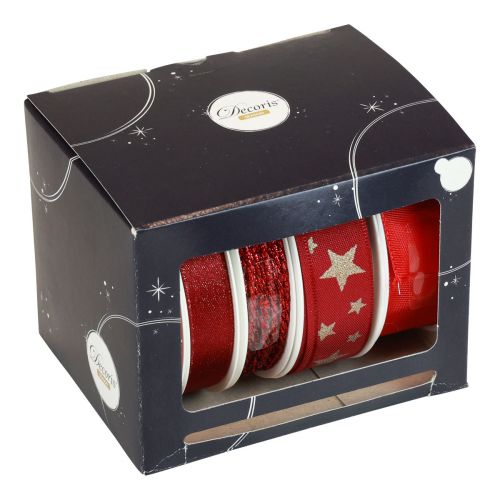 Floristik24 Ruban cadeau rubans noeud rouge triés 2,5×300cm 5pcs