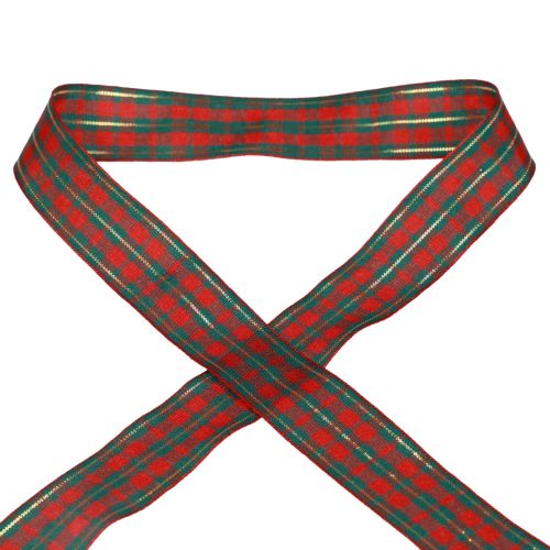 Article Ruban cadeau ruban décoratif à carreaux écossais rouge vert 40mm 15m