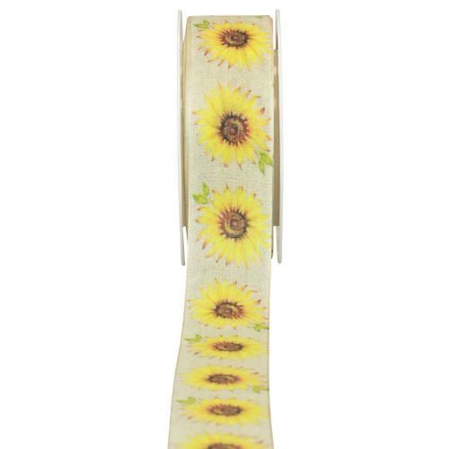 Ruban cadeau tournesols ruban jaune 40mm 15m