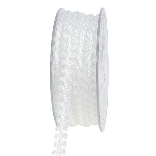 Ruban cadeau décoratif blanc 8 mm 20 m