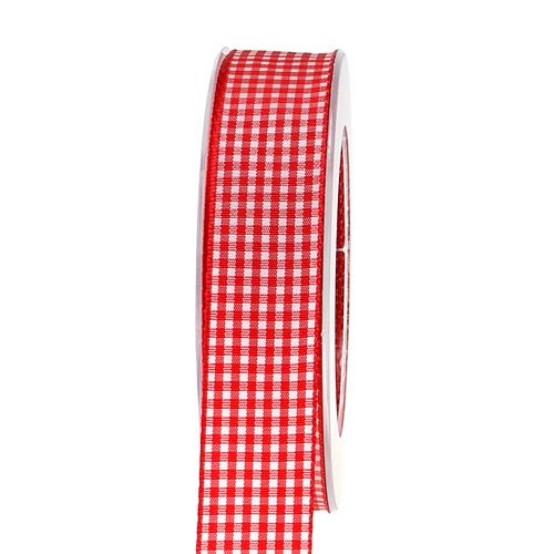 Article Ruban cadeau losanges rouge-blanc 25mm 20m