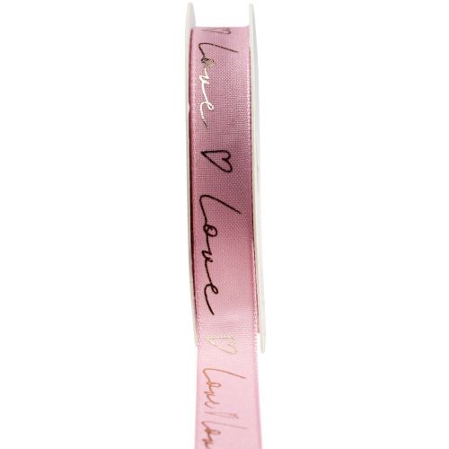 Ruban cadeau avec coeurs ruban décoratif or rose 15mm 15m