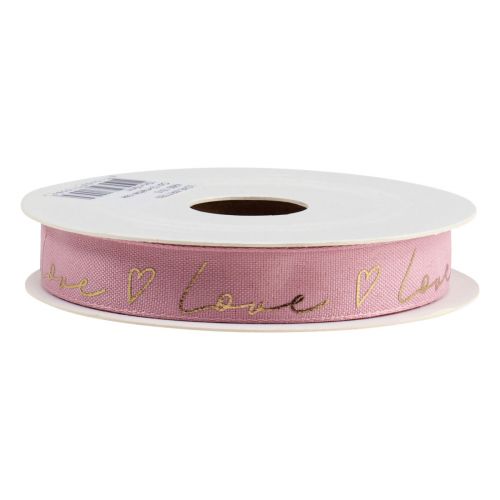 Article Ruban cadeau avec coeurs ruban décoratif or rose 15mm 15m