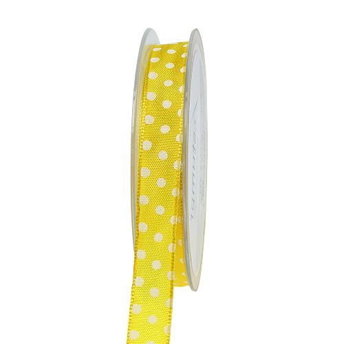 Floristik24 Ruban cadeau à pois jaune 15 mm 20 m