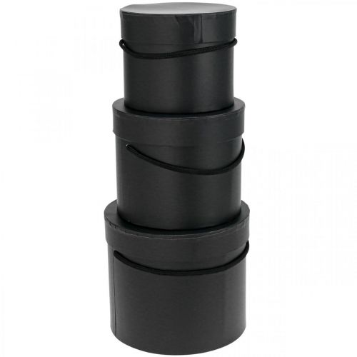Floristik24 Coffret cadeau rond Flowerbox noir Ø12.5/14.5/16.5cm lot de 3