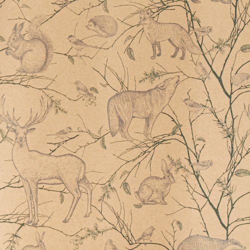 Floristik24 Papier cadeau animaux forêt en marron bleu 70cm x 200cm