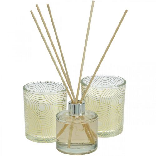 Coffret cadeau parfum d&#39;ambiance bougies parfumées en verre 8 pièces senteur vanille