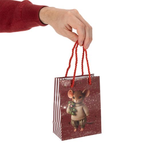 Sac cadeau de Noël à motif souris, 16 cm, lot de 2 | Floristik24.be