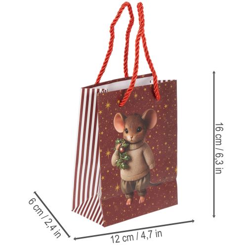 Sac cadeau de Noël à motif souris, 16 cm, lot de 2 | Floristik24.be
