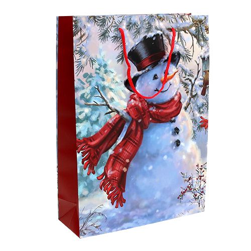 Floristik24 Sac cadeau grand bonhomme de neige 25cm x 34,5cm 1p