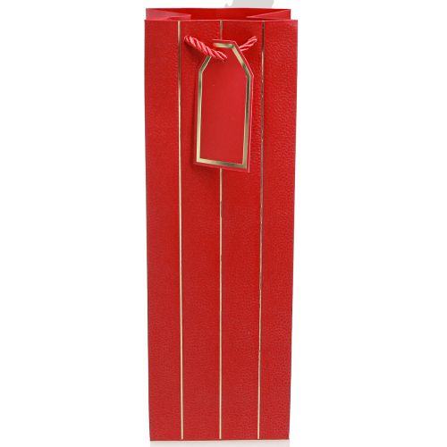 Article Sac cadeau sac à bouteille papier rouge or 9×12×36cm 1 pièce