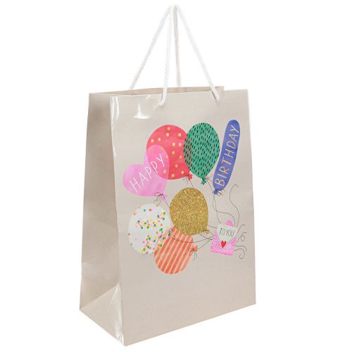 Floristik24 Sac cadeau « Joyeux anniversaire » sac d&#39;anniversaire papier 26×14×36cm 2pcs