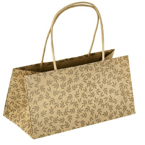 Sac cadeau en papier naturel feuilles marron 20×10×10cm 6 pcs