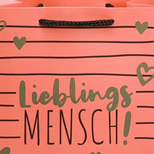 Floristik24 Sac cadeau avec cœurs « Personne préférée » en papier 18 × 10 × 23 cm, 2 pièces