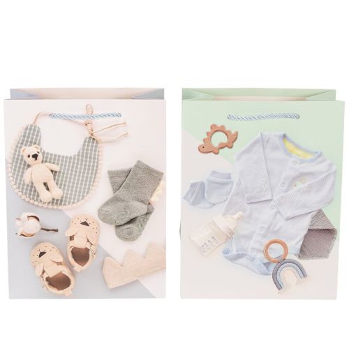 Article Sac cadeau pour bébé garçon - Idéal pour les cadeaux de naissance - 23 cm - Lot de 2