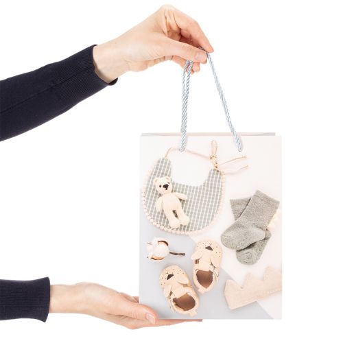 Article Sac cadeau pour bébé garçon - Idéal pour les cadeaux de naissance - 23 cm - Lot de 2