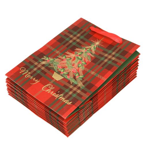 Article Sacs cadeaux sapin de Noël rouge vert 18x24cm 10pcs