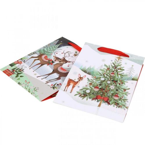 Article Sacs cadeaux Sac cadeau de Noël cerf 24×18cm 2pcs