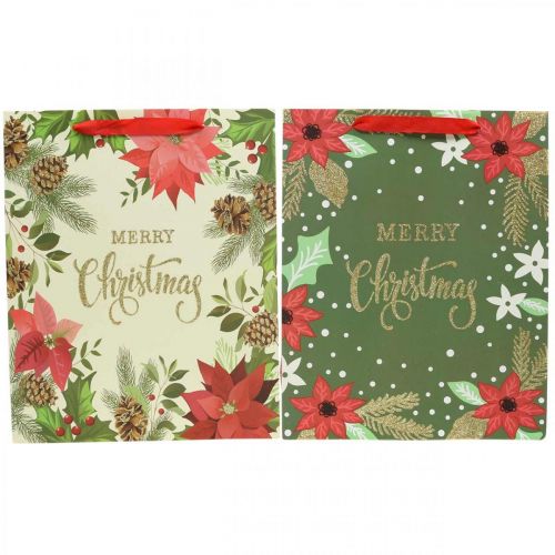 Floristik24 Sacs cadeaux Sac cadeau de Noël Joyeux Noël 32x26cm 2pcs