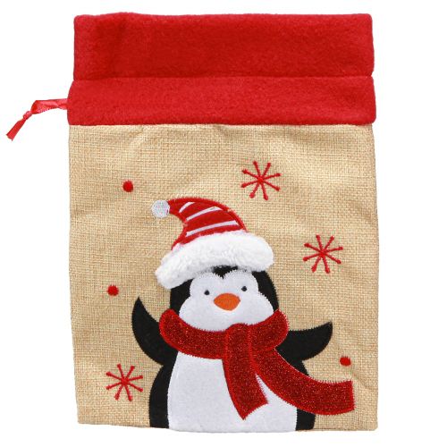 Article Sacs cadeaux Noël Père Noël aspect jute 20×23cm 3pcs