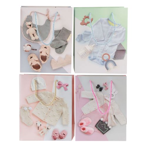 Floristik24 Sacs cadeaux sacs cadeaux bébé naissance 23×18cm 12pcs