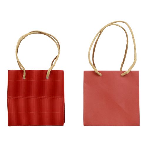 Sacs cadeaux sacs en papier avec poignée rouge 12×12×12cm 6pcs