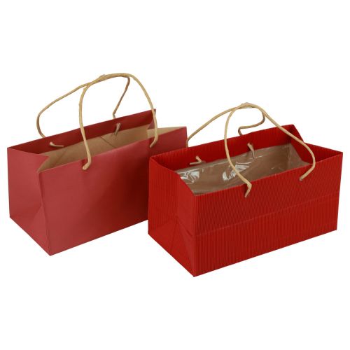 Floristik24 Sacs cadeaux sacs en papier rouge avec poignée 24×12×12cm 6pcs