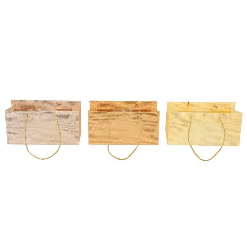 Article Sacs cadeaux papier tissé vanille orange rose 20×10×10cm 6pcs
