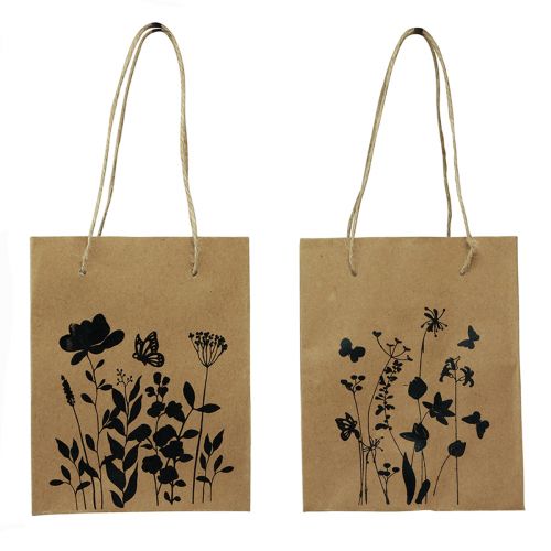 Floristik24 Sacs cadeaux avec poignées papier naturel noir 12×15cm 6pcs