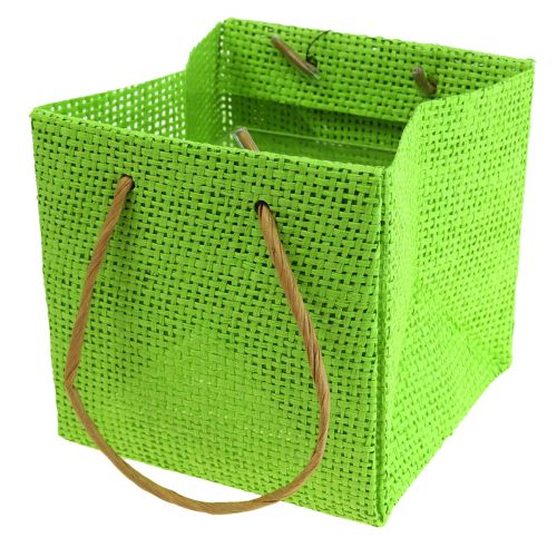 Article Sacs cadeaux tissés avec poignées vert, jaune, violet 10,5cm 12 pcs