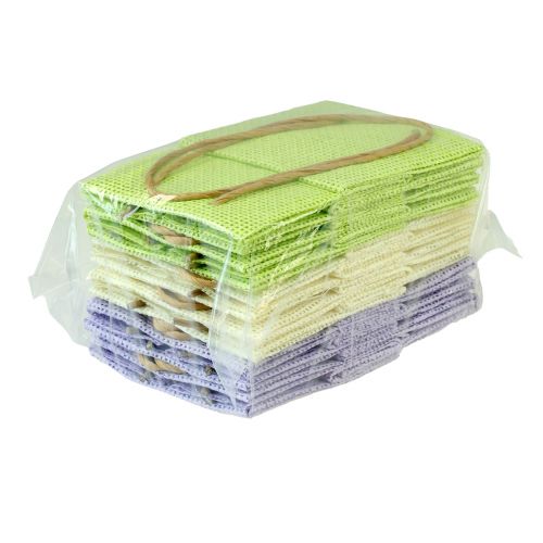 Article Sacs cadeaux tissés avec poignées vert, jaune, violet 10,5cm 12 pcs
