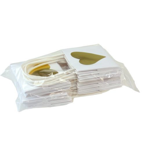 Article Sacs cadeaux avec coeurs et poignées or blanc 10,5cm 12 pcs