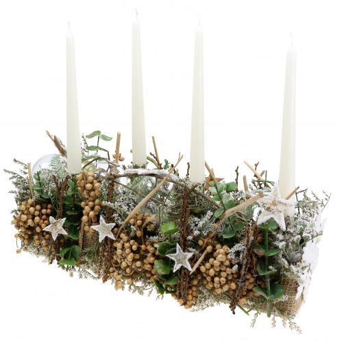 Article Étoiles de bouleau recouvertes de neige 4cm naturel 60 pcs