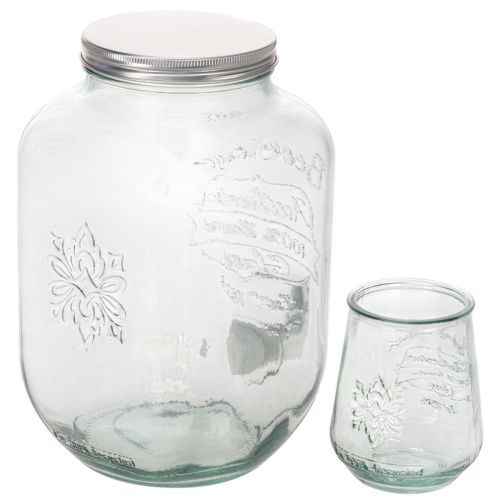 Distributeur de boissons en verre avec robinet et 4 verres H25,5cm | Floristik24.be