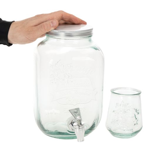 Distributeur de boissons en verre avec robinet et 4 verres H25,5cm | Floristik24.be