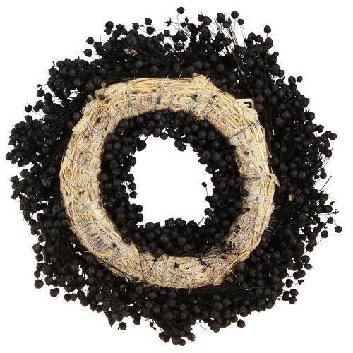 Floristik24 Couronne de lin séchée fleurs séchées noir Ø25cm
