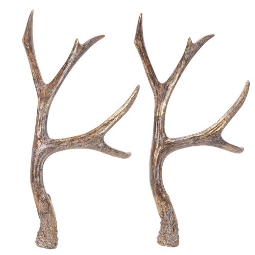 Bois de cerf décoratifs artificiels, ornements de Noël rustiques, 29 cm, lot de 2
