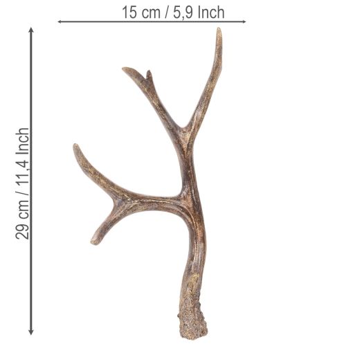 Bois de cerf décoratifs artificiels, ornements de Noël rustiques, 29 cm, lot de 2 | Floristik24.be
