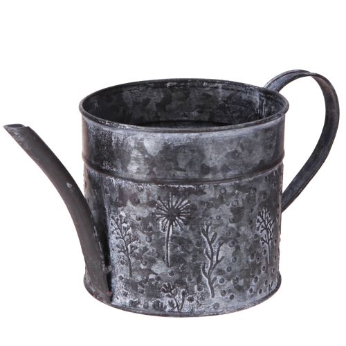 Article Arrosoir métal décoration fleurs grises noires Ø13cm H13cm