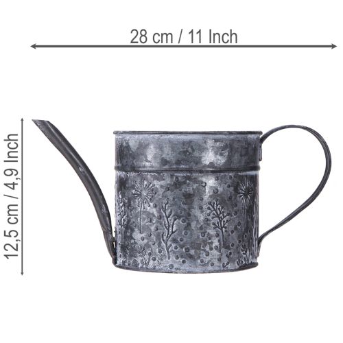 Article Arrosoir métal décoration fleurs grises noires Ø13cm H13cm