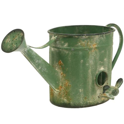 Floristik24 Arrosoir en zinc vert avec oiseau L32cm L15.5cm H16cm