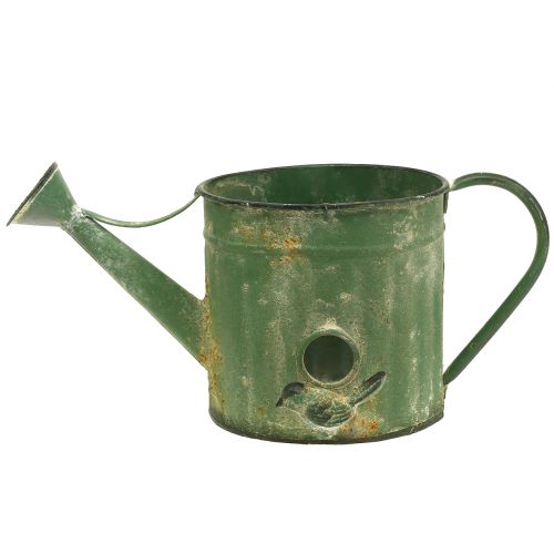 Floristik24 Arrosoir en zinc vert avec oiseau L32cm L15.5cm H16cm