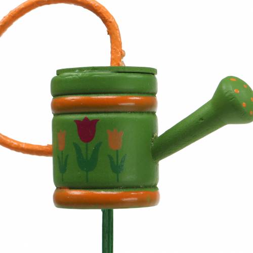 Article Bouchon fleur arrosoir bois vert, jaune, orange assorti 7,5cm x 5,9cm H30,5cm 12 pcs