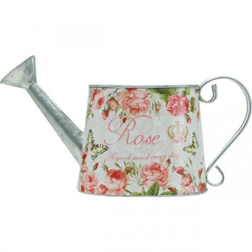 Article Pichet décoratif nostalgique, pichet en métal, jardinière avec roses H15.5cm L28.5cm