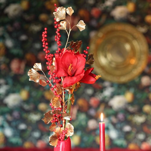 Branche de Gingko plante artificielle décorative bronze paillettes 84cm | Floristik24.be