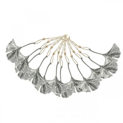 Floristik24 Pendentif décoratif feuille de ginkgo, décoration métal, Avent, décoration automne argent L12cm 12pcs