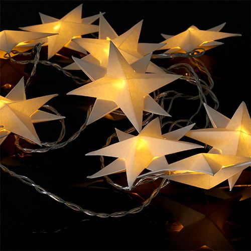 Floristik24 Guirlande avec étoiles en papier 12 amp. blanc chaud 220 cm
