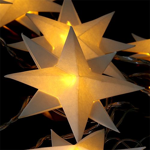 Floristik24 Guirlande avec étoiles en papier 12 amp. blanc chaud 220 cm