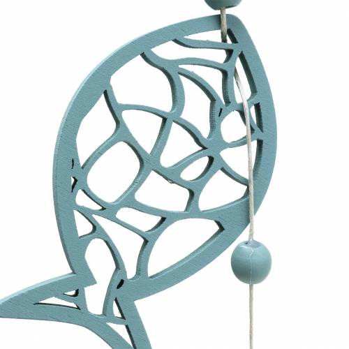 Floristik24 Guirlande décorative poisson maritime et perles bleu blanc 120cm